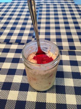 Rhubarb Apple Strawberry Oatmeal (overnight)