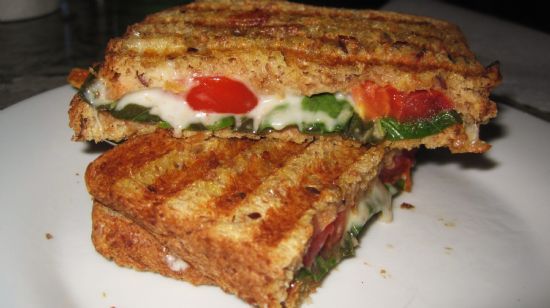 Tomato, Basil and Mozzarella Panini Sandwich