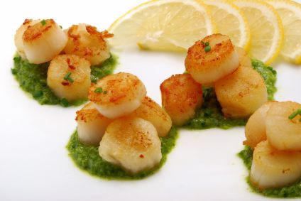 Seared Scallops with Minted Pea Puree