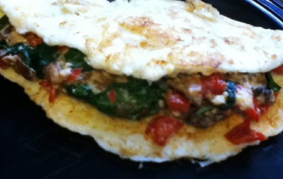 Spinach, Mushroom, Crab omlete