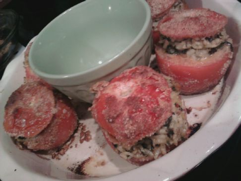 Spinach Risotto Stuffed Tomatoes