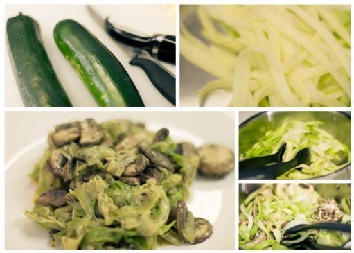 Paleo Pesto 'Pasta' with Mushrooms