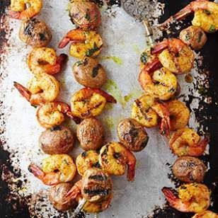 Curried Shrimp & Potato Kebobs