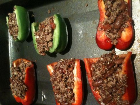 Stuffed Peppers with Lean Beef, Kidney Beans and Red Quinoa