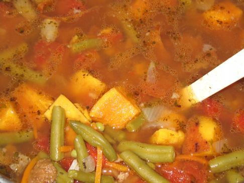 Vegetable Rice soup with beef broth