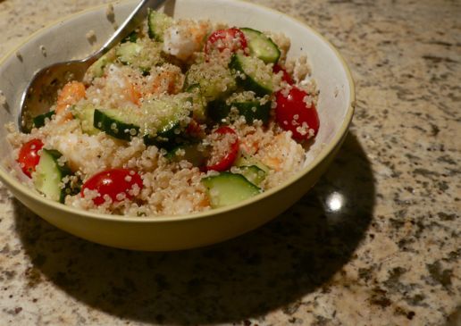 Lemon Quinoa with Shrimp, Cucumber & Tomatoes