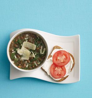 Lentil Soup with Cream Cheese Toast