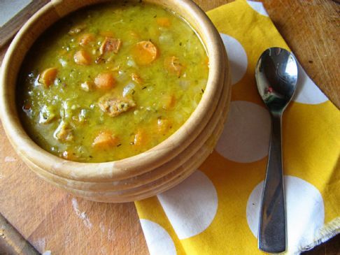 Herbed Split Pea Soup With Chicken Sausage