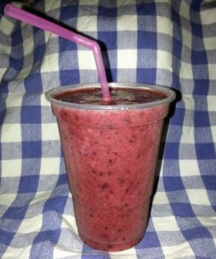 Banana, Dark Cherry, strawberry and blueberry smoothie