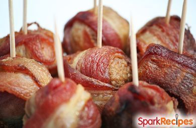 Slow Cooker Bacon-Wrapped Turkey & Apple Meatballs