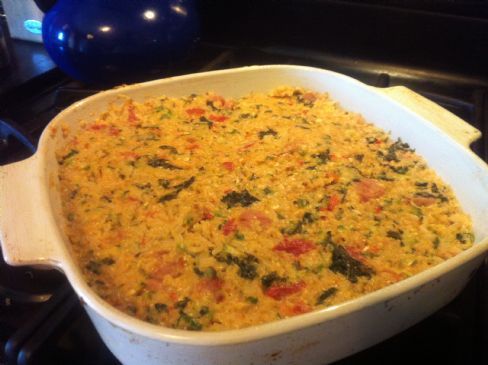 Creamy Zucchini, Kale and Tomato Rice