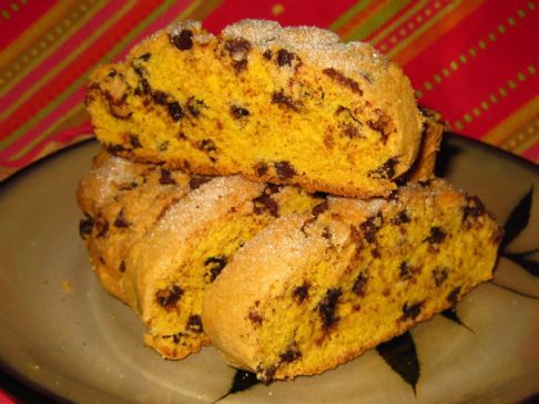 Gluten-free Milk-free Pumpkin Chocolate Chip Biscotti Cookies