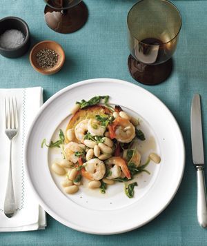 Shrimp with White beans and Toast