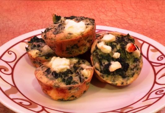 Crustless Bite-sized Mini Quiche with Kale & Feta