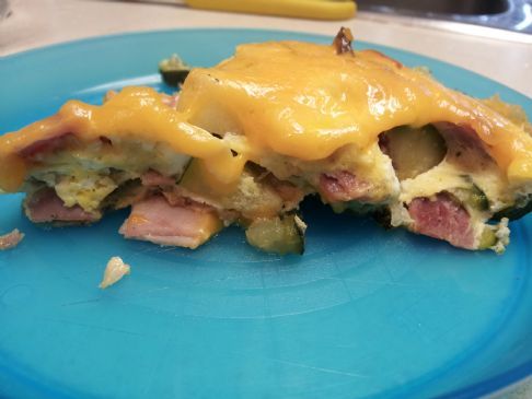 Ham, Mushroom, Zucchini, Cheese Frittata