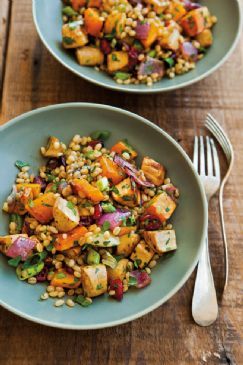 Wheat Berries with Roasted Parsnips, Butternut Squash & Dried Cherries