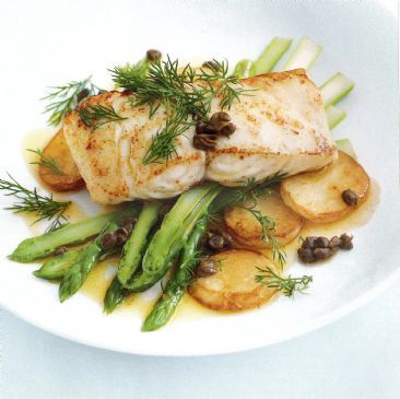 Roasted Fish, Potato & Asparagus with Dill