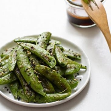 Roasted Peas with Sesame Dipping Sauce 