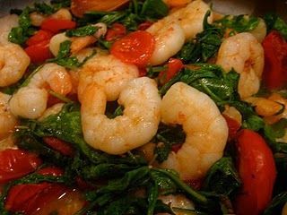 Sauted Shrimp with Arugula and Tomatoes 