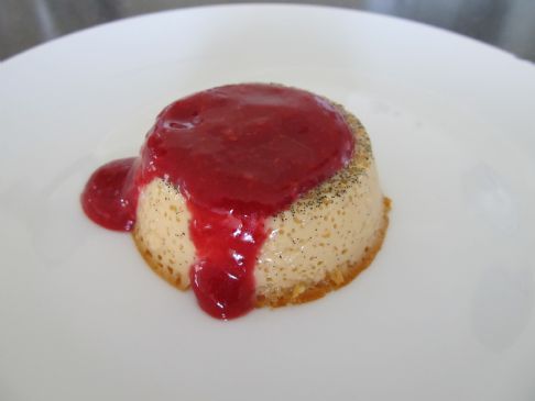 Vanilla Bean and Agave Baked Custards with Raspberry Maple Sauce