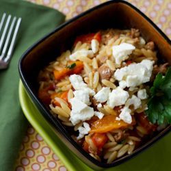 Orzo with Sausage and Peppers