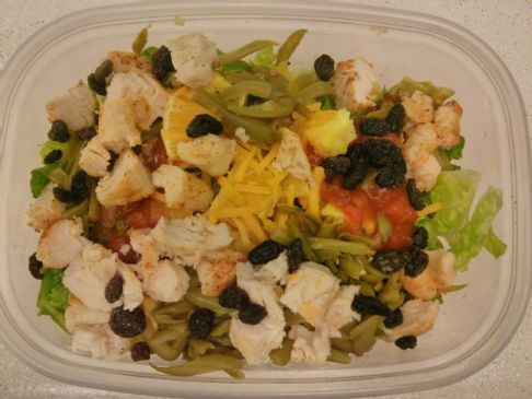 Chicken Salad (w/Chicken, Green Beans, Cheddar Cheese Orange, Salsa, Raisins)