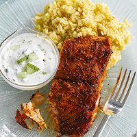 Curried Salmon and Mint Raita