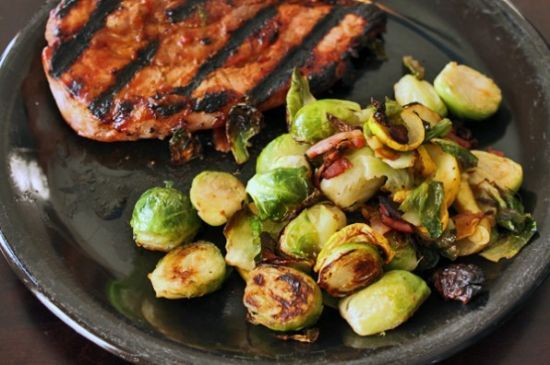 Brussels Sprouts With Yellow Squash & Bacon