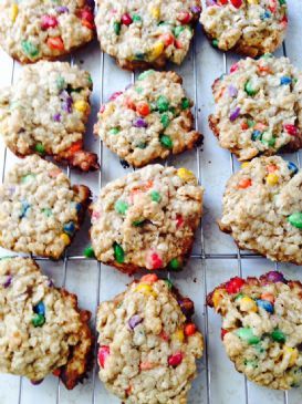 Honey-Oat Cookies with Chocolate Coated Sunflower Seeds