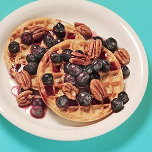 Waffles With Blueberry Maple Syrup