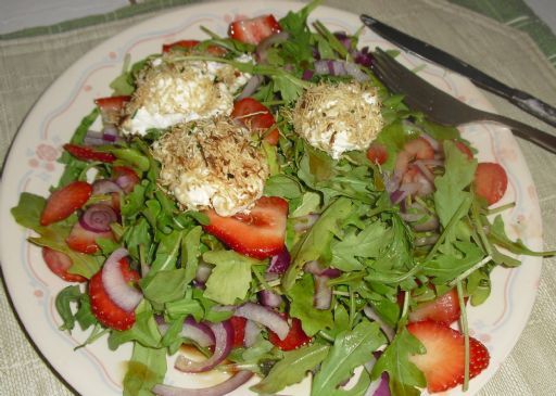Warm Goat Cheese and Arugula Salad with Spring Strawberries  (From CNN's Accent Health)