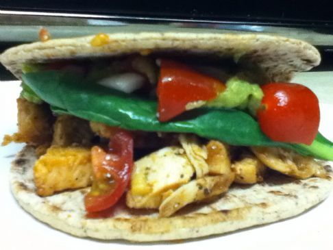 Tex~Mex BBQ Chicken Flat Bread Sandwich