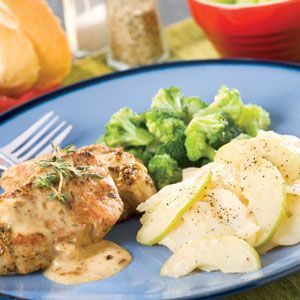 Dijon Thyme Pork, Scalloped Potatoes & Broccoli