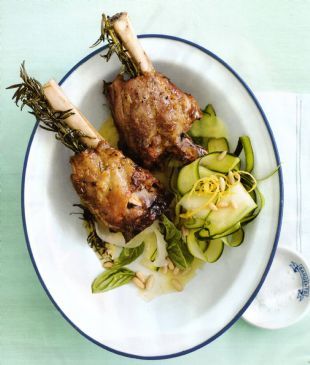 Lamb Shankds with Zucchini & Basil Salad