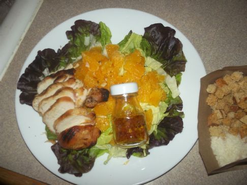 Salad with Chicken, Orange, Wheat Croutons, Parmesan & Vinaigrette