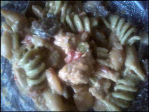 Tuesday's Garlic Chicken n shrimp veggie pasta