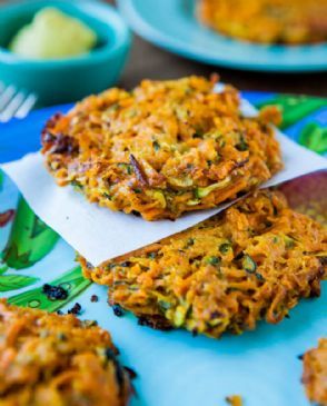 Baked Chipotle Sweet Potato and Zucchini Fritters