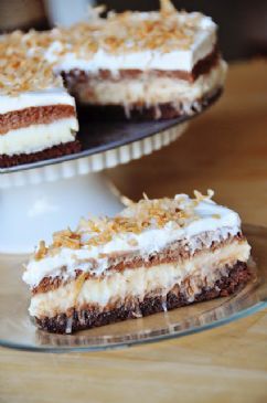 Brownie Bottom Coconut Chocolate Cream Cake