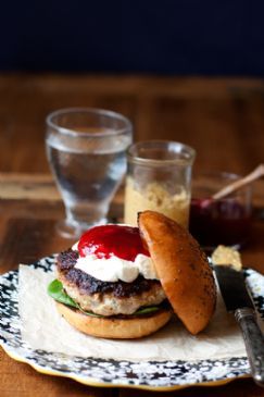 Herbed Turkey Burgers with Goat Cheese and Cranberry Sauce