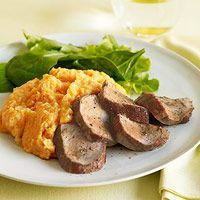 Maple-Glazed Pork with Mashed Sweet Potatoes and Parsnips
