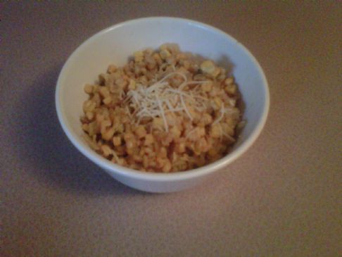 Barley Risotto with Onion, Corn, and Basil