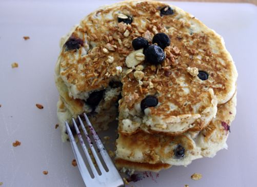 Healthy Blueberry Granola Pancakes