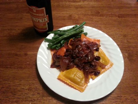 Carmelized Onions, Raisins, and Cranberry Sauce (for Pumpkin Ravioli)