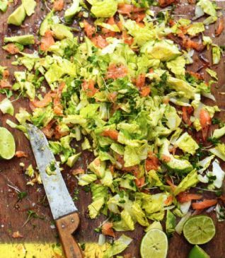 Chopped Green Goddess Salad with smoked salmon
