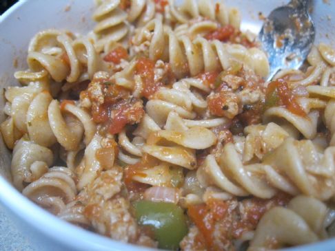 Turkey Sausage Tomato Sauce with Rotini 