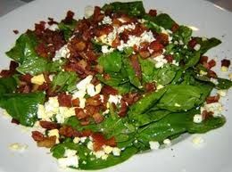 Spinach Salad with Egg and Bacon Garnish