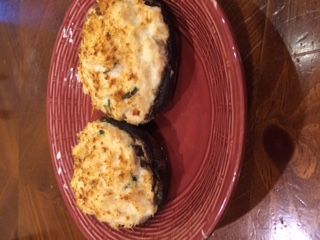 Portobello stuffed with parmesan chicken