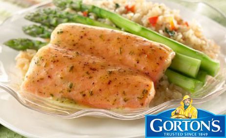 Simply Bake Salmon with Asparagus and Rice Pilaf from Gortons