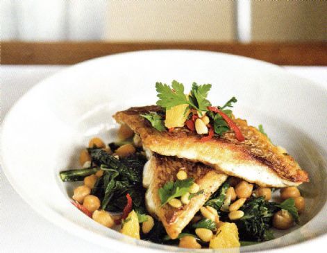 Crispy Skinned Fish with Orange, Parsley & Pine Nut Salad