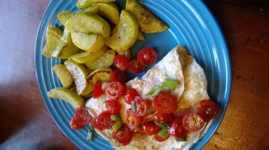 Egg white Omelette and sauteed squash